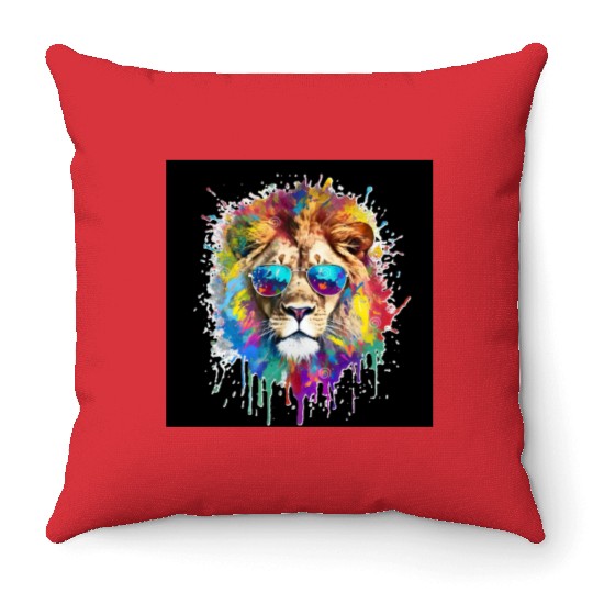 RAINBOW LION Throw Pillows