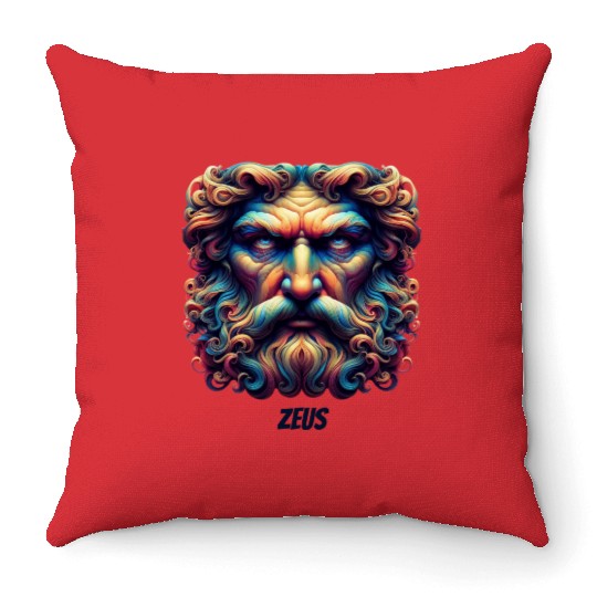 face of zeus mythosview Throw Pillows