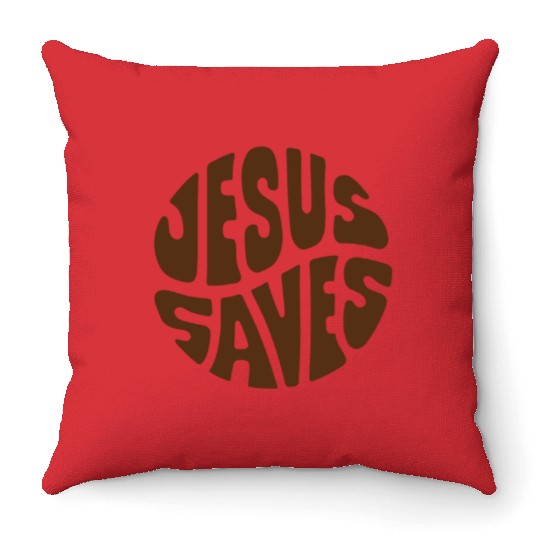 Jesus Saves Text Throw Pillows