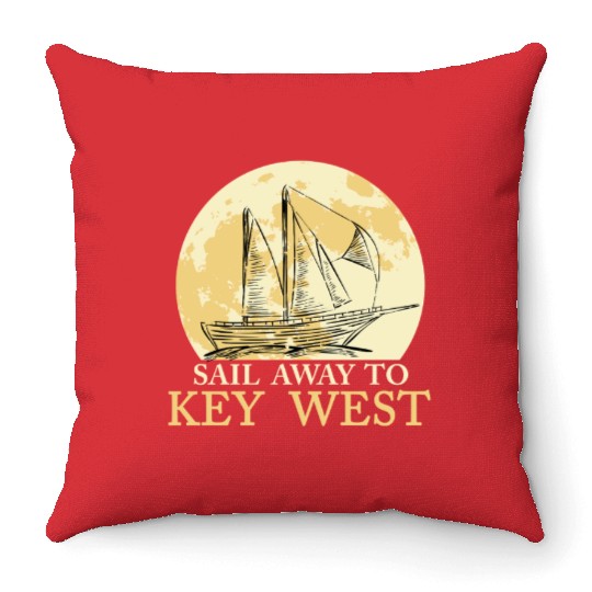 Florida Keys SAIL AWAY TO KEY-WEST Sailing Outfit Throw Pillows