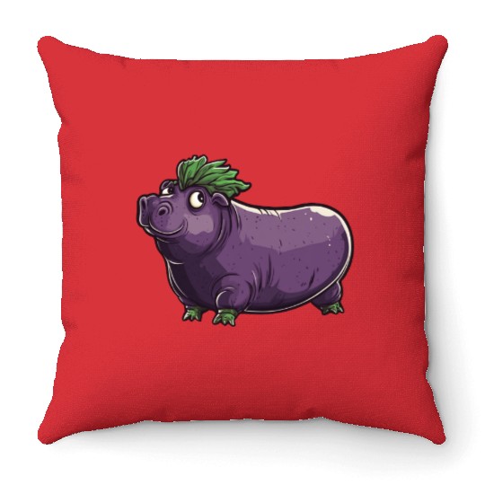 Hip Eggplant Throw Pillows