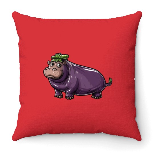 Hip Eggplant Throw Pillows