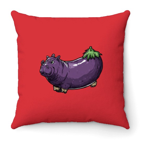 Hip Eggplant Throw Pillows