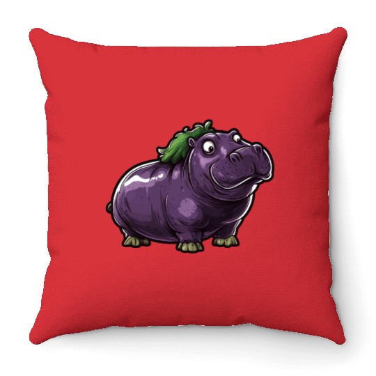 Hip Eggplant Throw Pillows