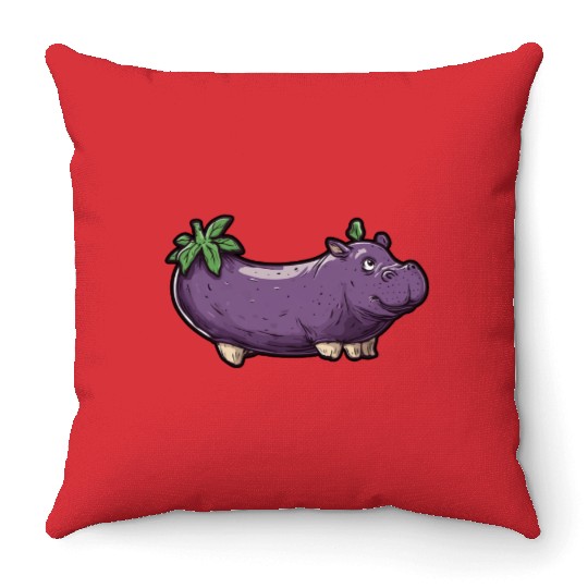 Hip Eggplant Throw Pillows