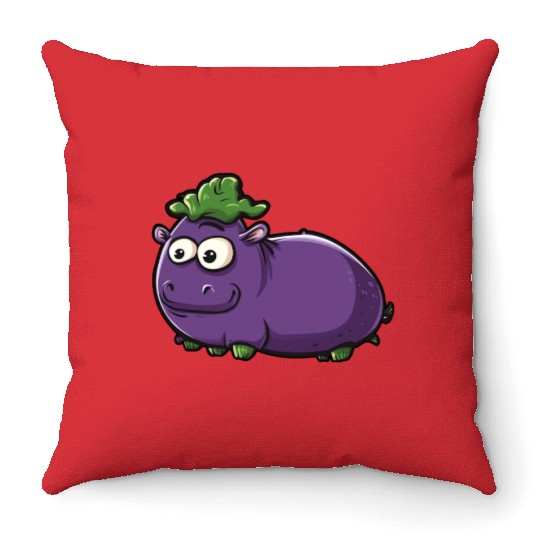 Hip Eggplant Throw Pillows