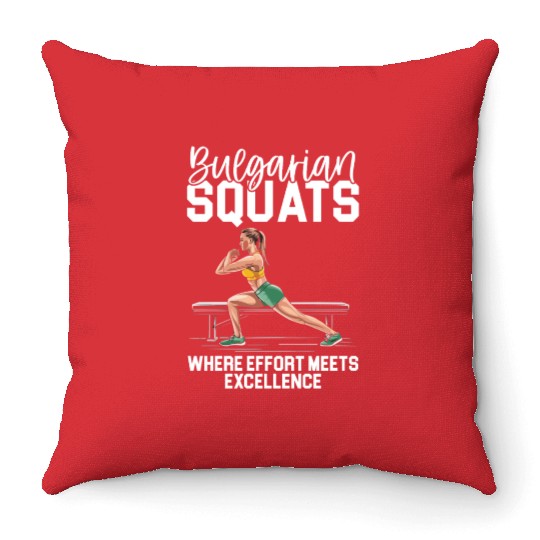 Bulgarian Squat Exercise Fitness Workout Gym Throw Pillows