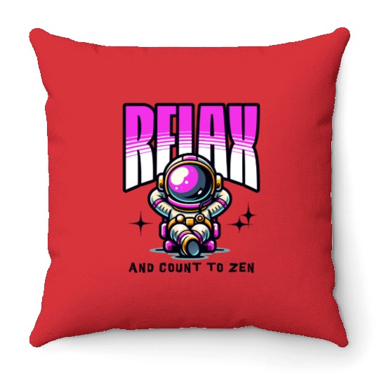 Relax Space Man Pink Throw Pillows