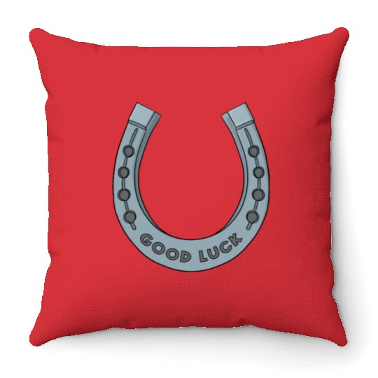 Good Luck Horseshoe Throw Pillows
