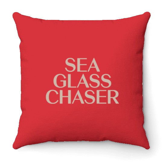 Sea Glass Hunters Collecting Ocean Treasures Throw Pillows