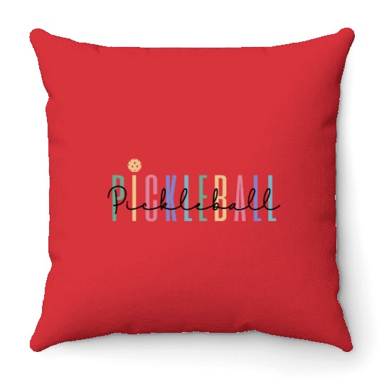Pickleball Player Colored Bold Text Throw Pillows