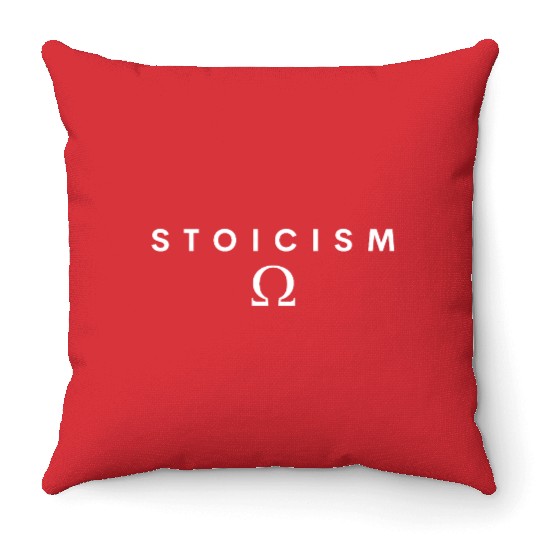 Stoicism Omega - Minimalist Typography Throw Pillows