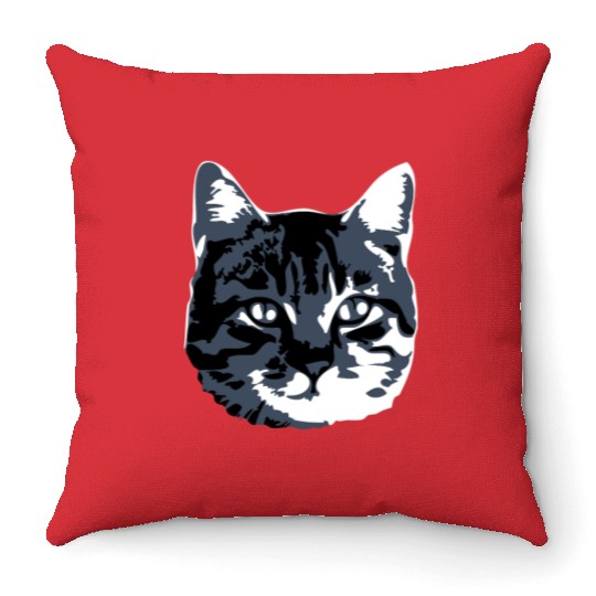 Cat Lover Realistic Pet Face Cute Cool Kitten Head Throw Pillows