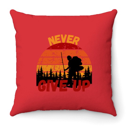 Never Give Up Forest Adventure Design Throw Pillows