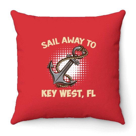 Florida Keys SAIL AWAY TO KEY-WEST Sailing Outfit Throw Pillows