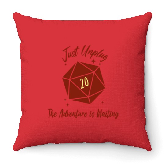 unplug the adventure is waiting Throw Pillows