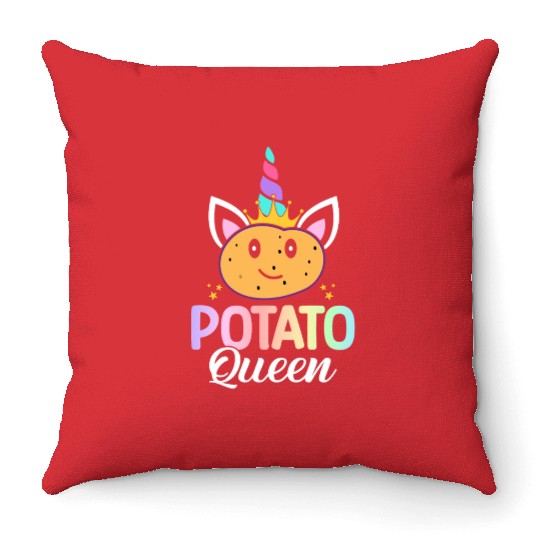 Potato Queen Female Potato Lover Girl Design for Throw Pillows