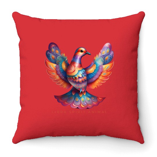 Libra Spirit Animal Dove Alebrije Female Throw Pillows