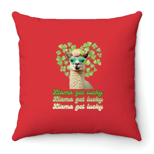 Llama Get Lucky | St. Patricks Day Edition Throw Pillows