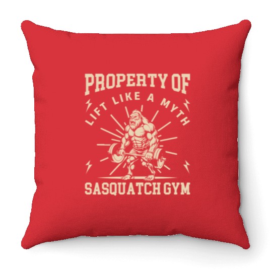 Lift Like a Myth Sasquatch Gym Art Print Throw Pillows