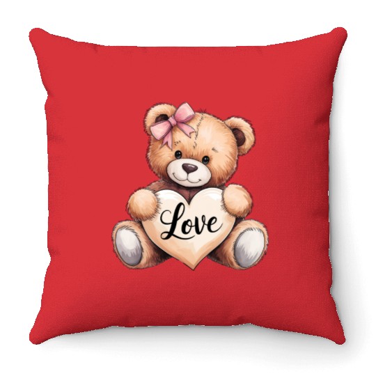 Valentines Teddy Bear Love Love Bear Bear Hug Cudd Throw Pillows