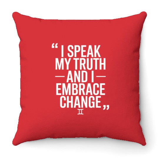 Gemini Zodiac: I Speak My Truth And I Embrace Throw Pillows