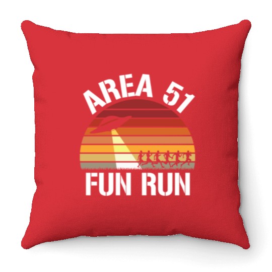 Area 51 Fun Run I Aliens UFO Roswell Alien Throw Pillows