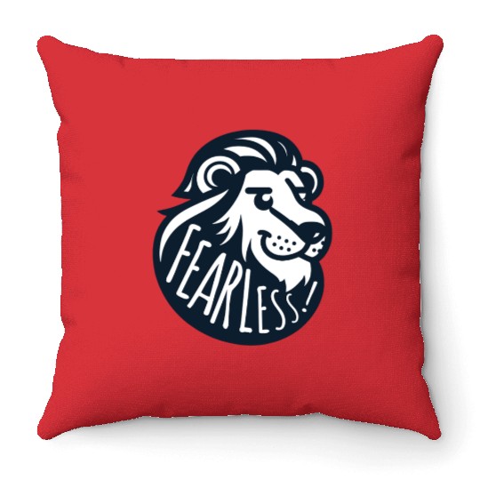 fearless lion Throw Pillows