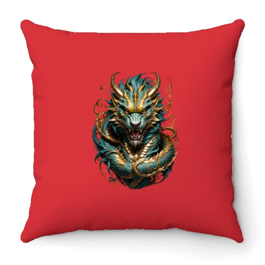 The chinese Dragon Throw Pillows