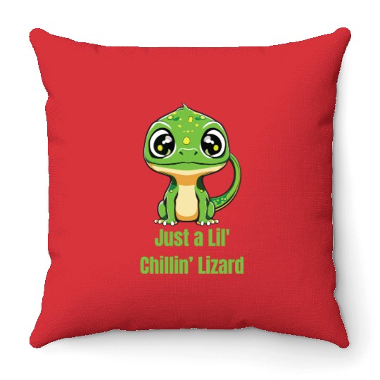 Just a Lil' Chillin’ Lizard Throw Pillows