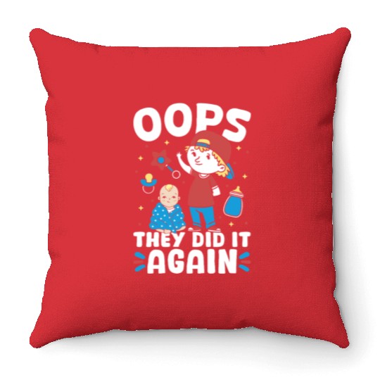 New Baby - Oops They Did It Again Big Brother Throw Pillows