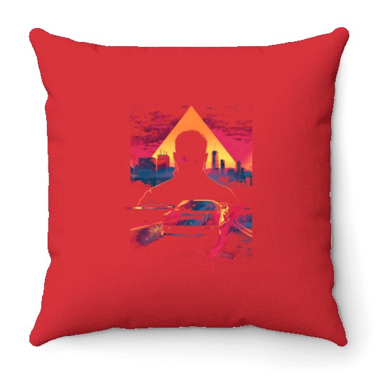 Vaporwave Man Retro Car City Synthwave 90s Throw Pillows