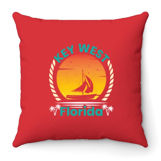 KEY-WEST FLORDIA Sailing West Keys Sailing Outfit Throw Pillows