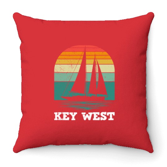 KEY-WEST FLORIDA Sailing Sunshine-State West Keys Throw Pillows