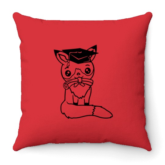 Fox High School Diploma Certificates College Hat Throw Pillows
