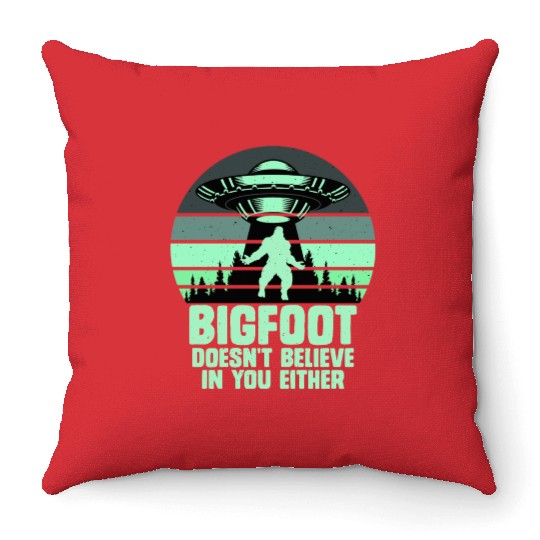 UFO-Bigfoot Yeti Sasquatch Throw Pillows