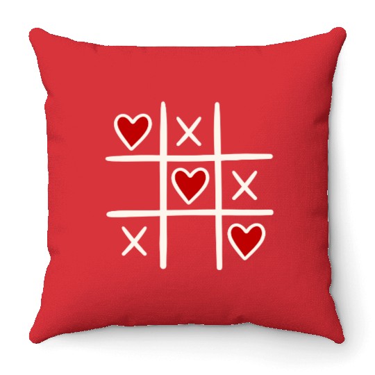 tic tac toe. valentines day gift. couple gift.dark Throw Pillows