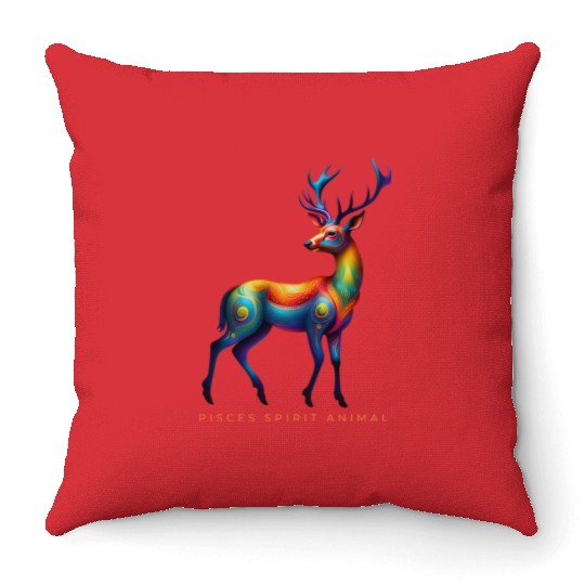 Pisces Spirit Animal Deer Alebrije Throw Pillows