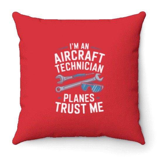 Aircraft Technician Avionics Maintenance Airport Throw Pillows