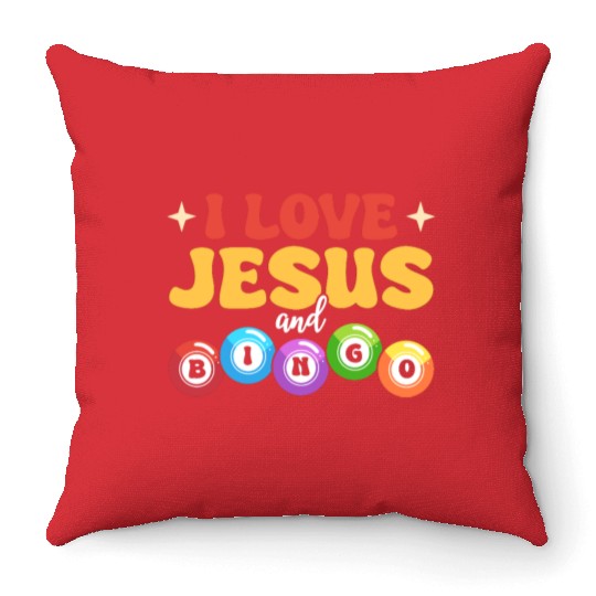 I Love Jesus and Bingo Throw Pillows