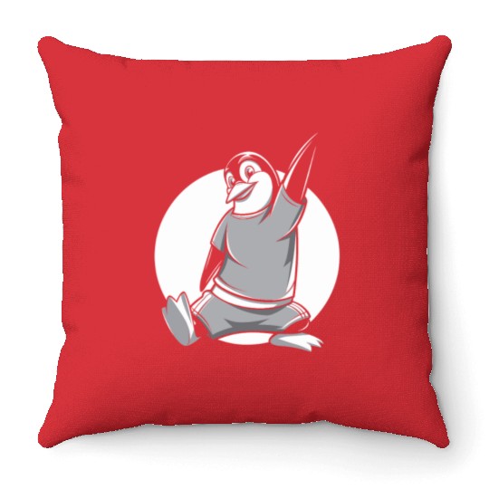Fitness Penguin Stretch Workout Fun Throw Pillows