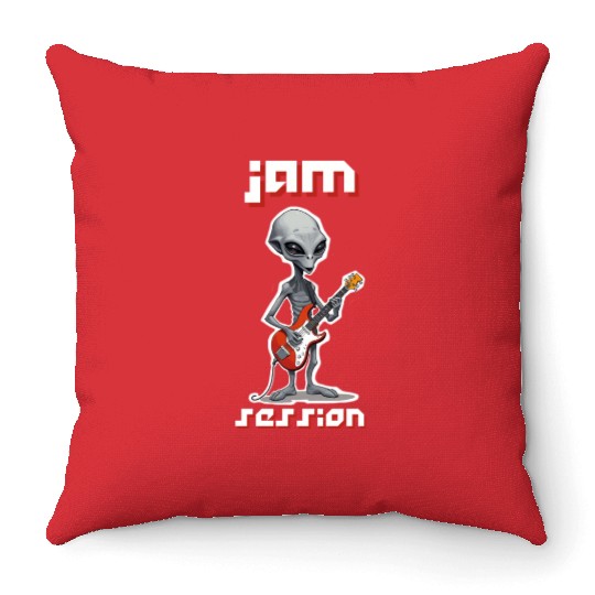 ET Playing a Guitar Throw Pillows
