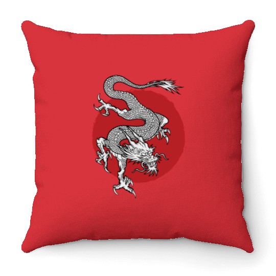 Japanese Fantasy Dragon Throw Pillows
