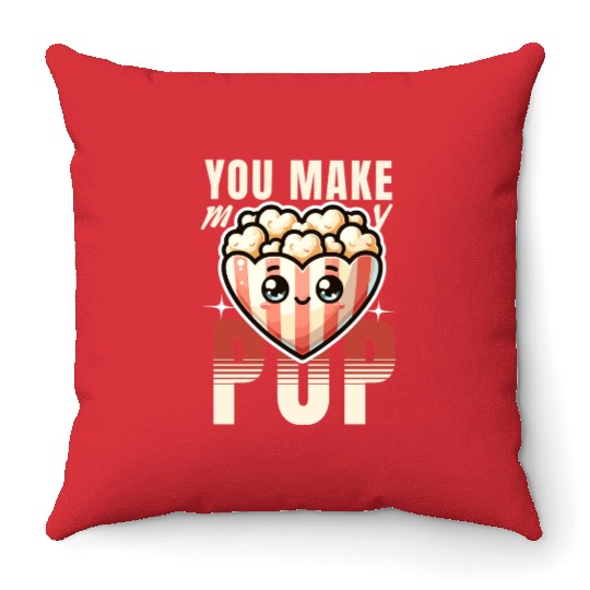 You Make My Heart Pop Cute Popcorn Valentine's Day Throw Pillows