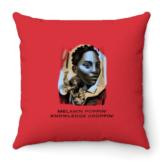 Melanin Poppin Knowledge Droppin 1 Throw Pillows