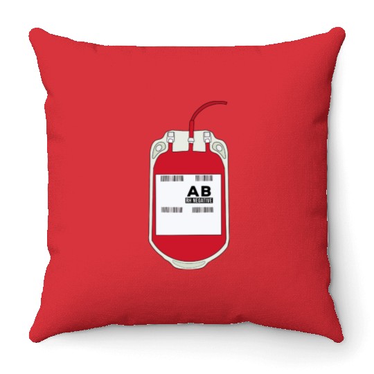AB Negative Blood Bag Throw Pillows