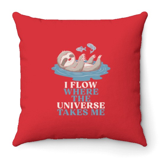 Pisces Zodiac Sloth I Flow Where The Universe Throw Pillows