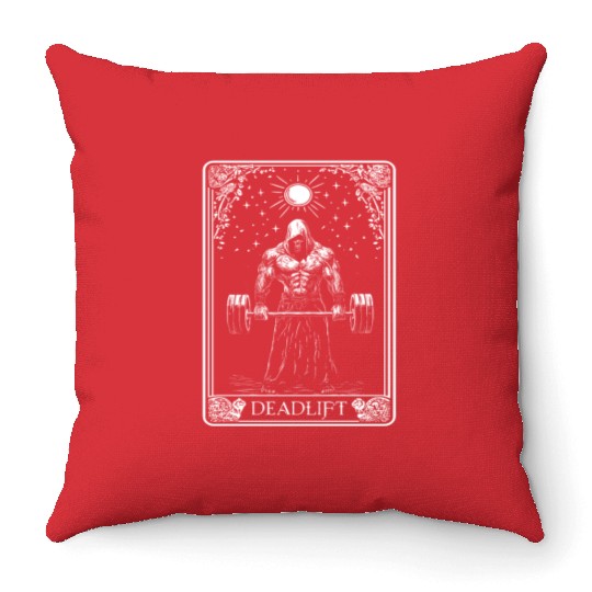 Death Tarot Deadlift Skeleton Deadlift Tarot Card Throw Pillows