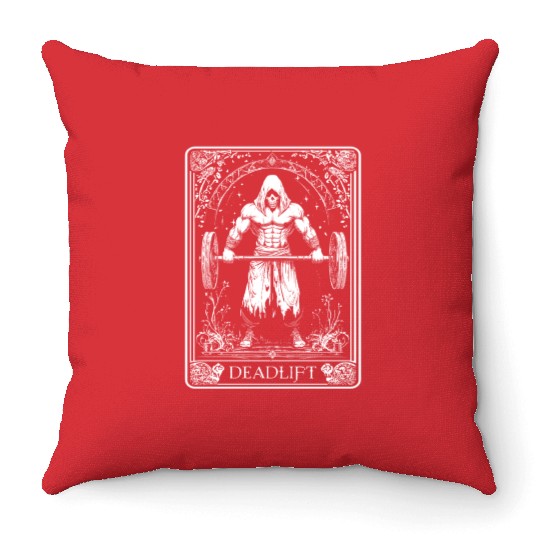 Death Skeleton Tarot Deadlift Deadlift Tarot Card Throw Pillows