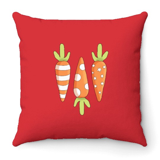 Happy Easter Carrot Throw Pillows